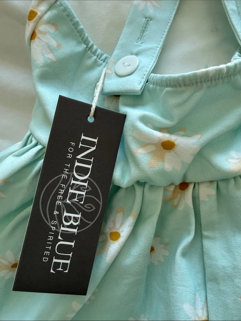 NWT: Girls' Mint Daisy Ruffle Sundress with Button Front Straps